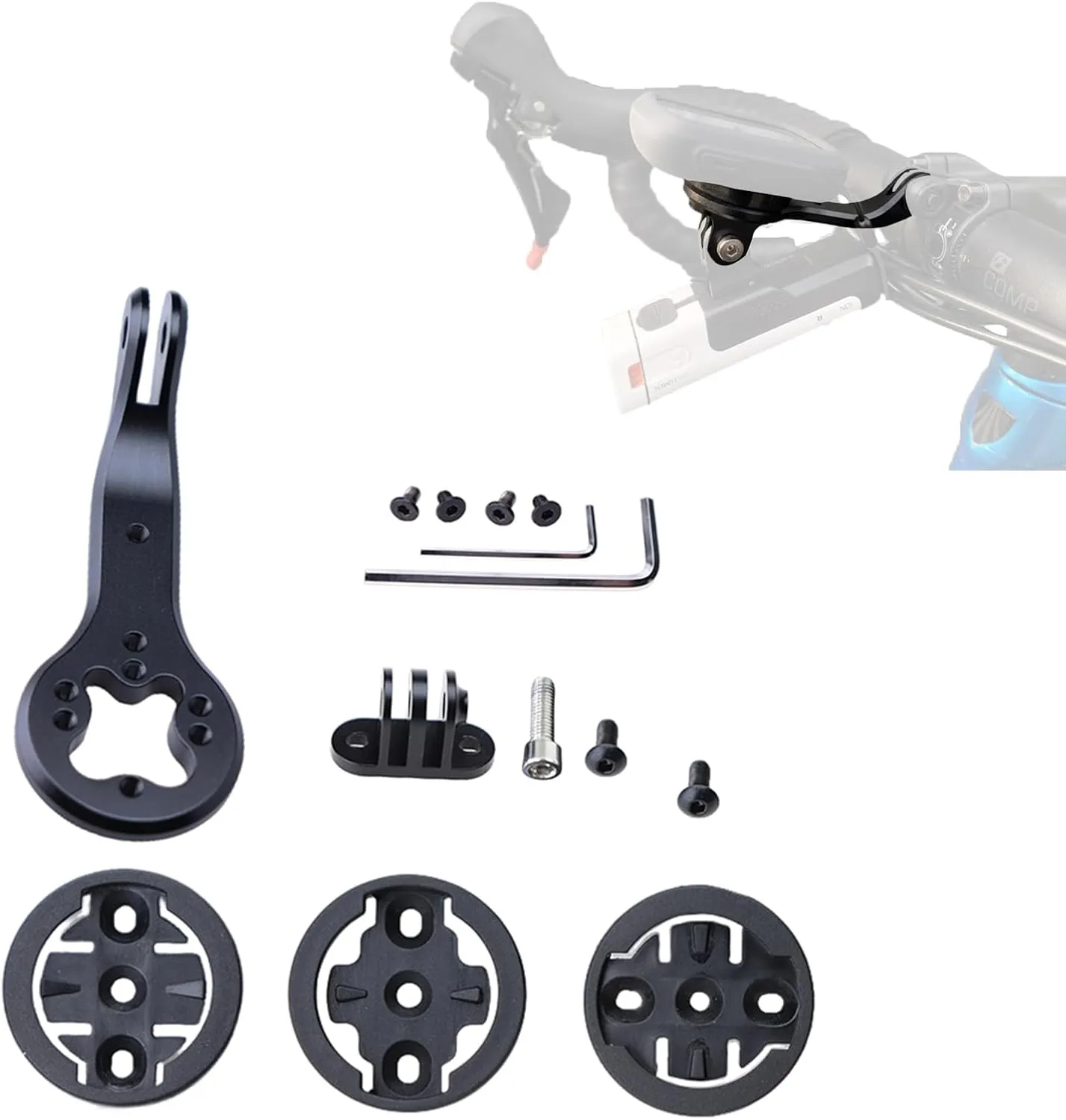 Bike GPS Computer Mount Compatible with Garmi n/Mage ne/Wa hoo/Bry ton/IGPS Adapters Compatible with Bontrager Blendr Integrated Bracket with Sport Camera/Headlight Mount