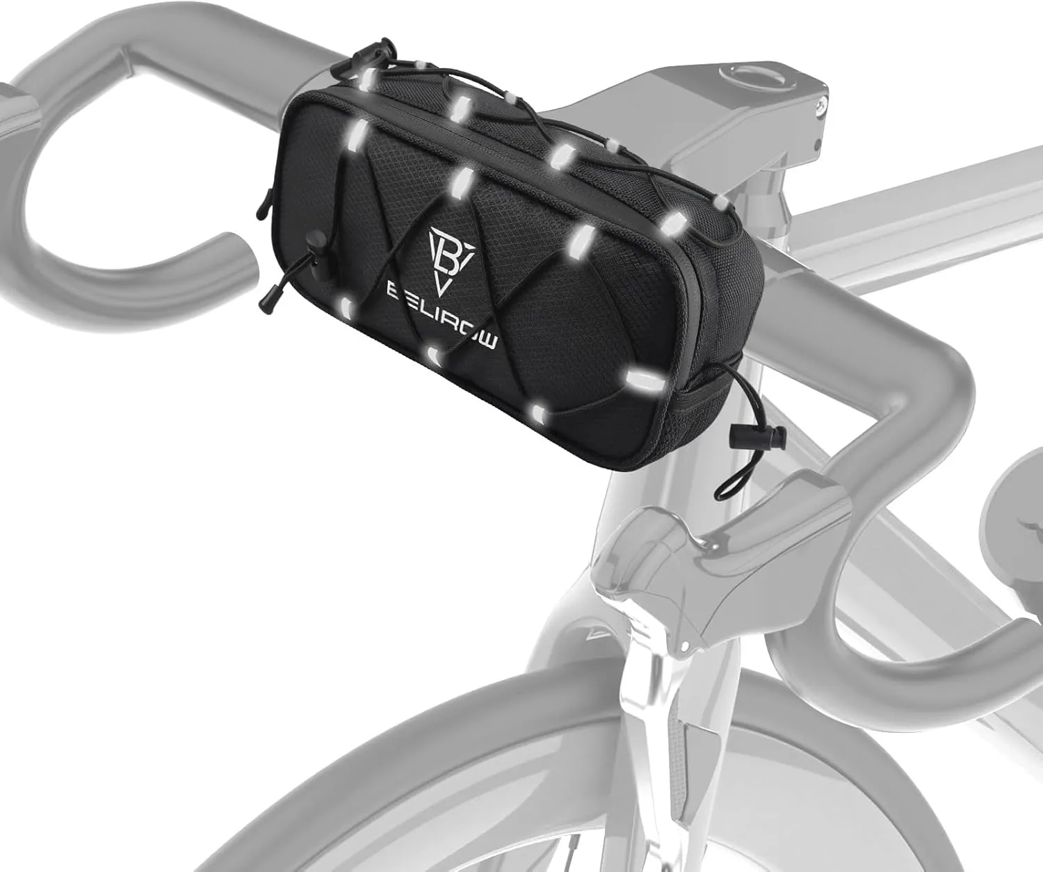 Bike Handlebar Bag, 2.1L Reflective Front Frame Pouch, Mild Waterproof and Hardening of the Shell, Road Mountain Bicycle Professional Travel Accessories, Installable Cycling Seat Storage Bags