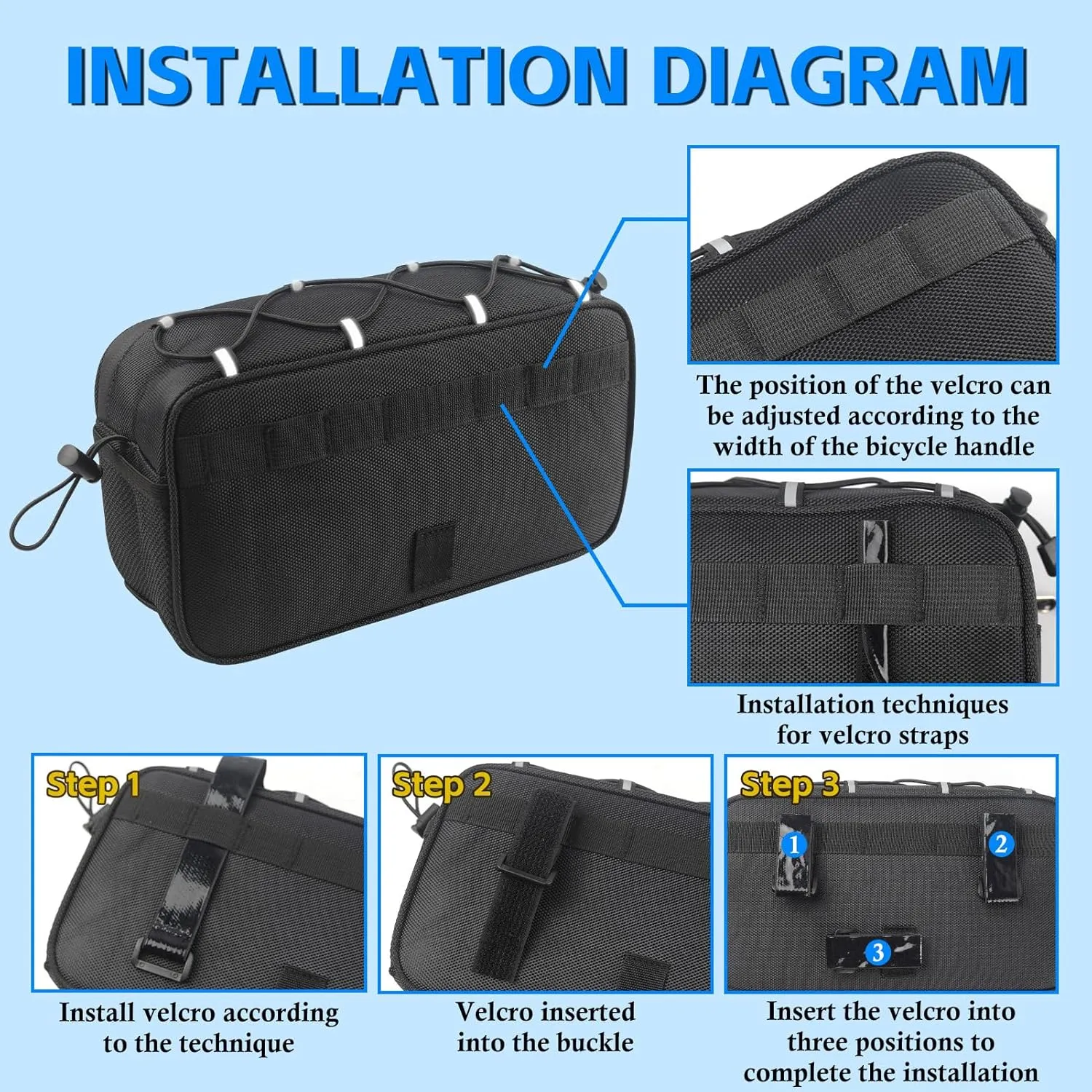 Bike Handlebar Bag, 2.1L Reflective Front Frame Pouch, Mild Waterproof and Hardening of the Shell, Road Mountain Bicycle Professional Travel Accessories, Installable Cycling Seat Storage Bags