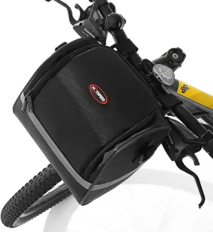 Bike Handlebar Bag, Bike Front Bag Bicycle Handlebar Bag Road Bike Bag, Multifunctional Bicycle Front Frame Top Tube Storage Bag with Shoulder Strap (Black)