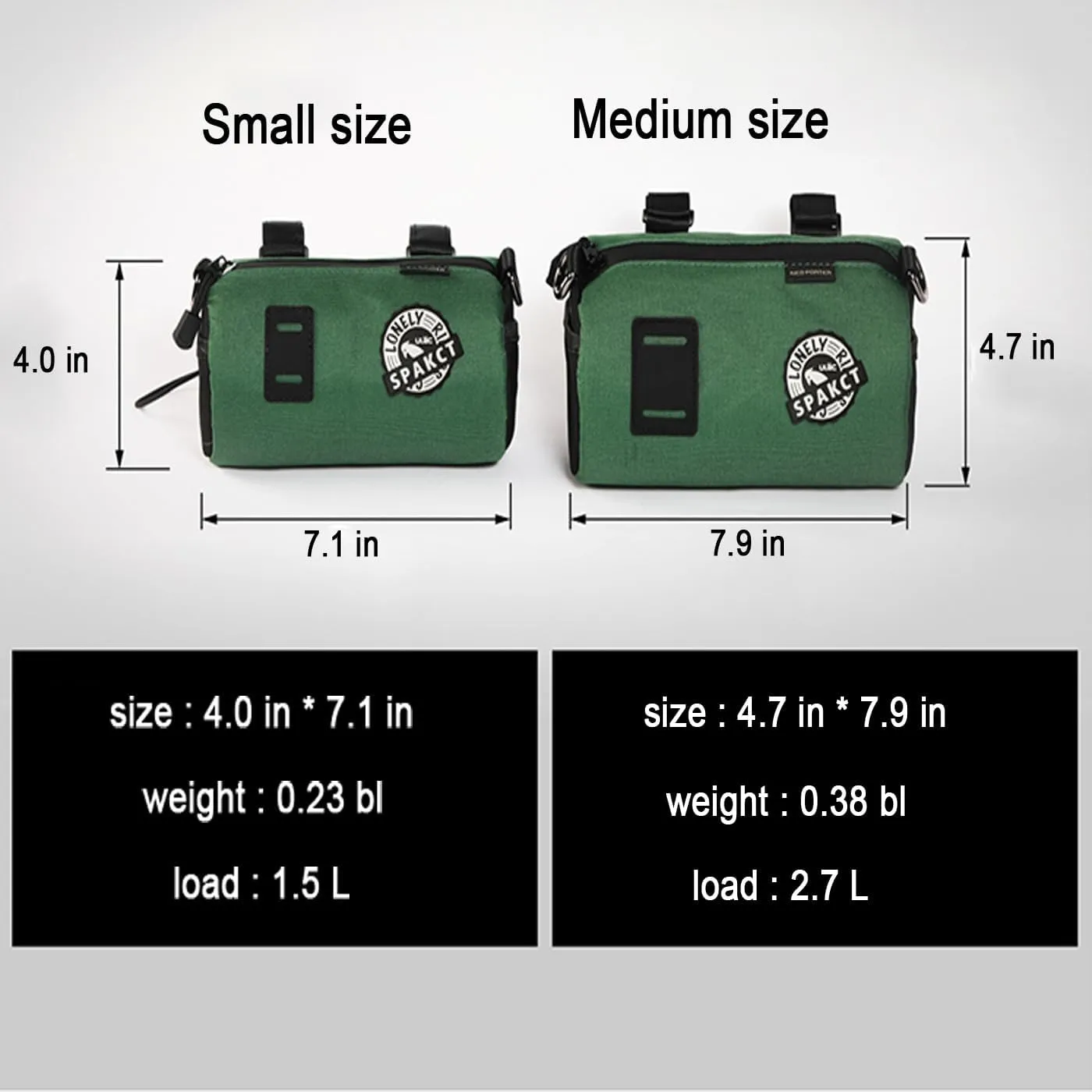 Bike Handlebar Bag Handy Front Bike Bags Handlebar Storage Pouch Pack with Shoulder Strap Little Mountain Road Bike Barrel Bag (deep green, 2.7 L)