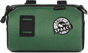Bike Handlebar Bag Handy Front Bike Bags Handlebar Storage Pouch Pack with Shoulder Strap Little Mountain Road Bike Barrel Bag (deep green, 2.7 L)