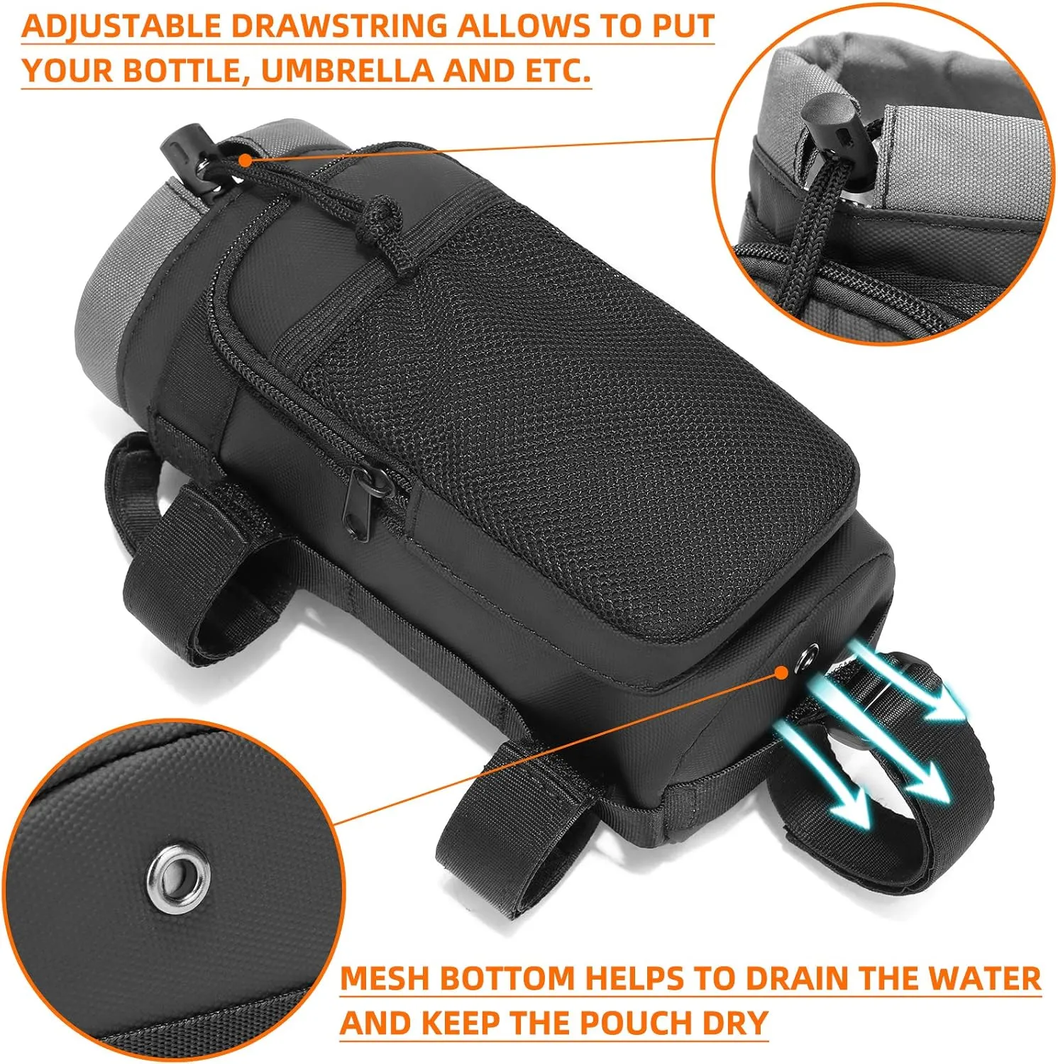 Bike Handlebar Bag Lightweight Waterproof Front Frame Storage Top Tube Bikes Pouch Large-Capacity Front Pack for Road Mountain Bicycle Outdoor Cycling Travel