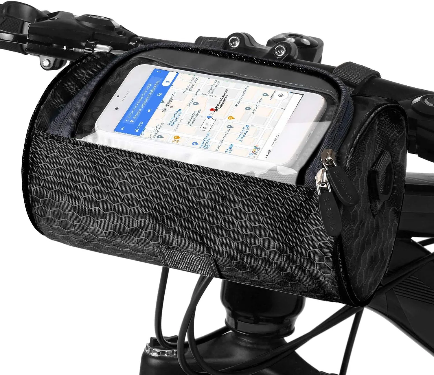 Bike Handlebar Bag, Waterproof Bicycle Front Storage Bag, Bike Phone Holder Accessories, Transparent Pouch Touch Screen with Removable Shoulder Strap for Dirt Bikes, Road Bikes, Mountain Bikes
