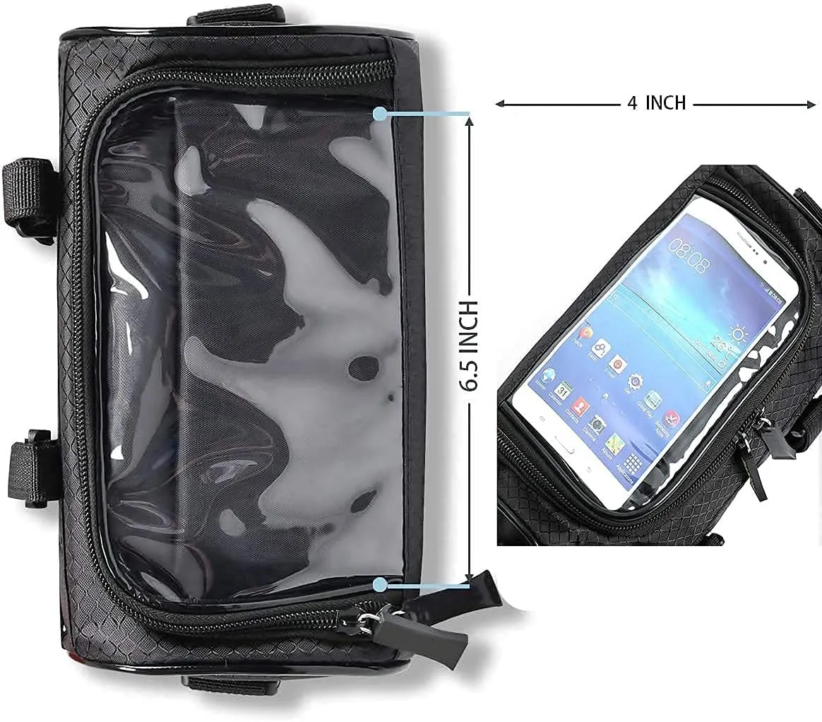 Bike Handlebar Bag, Waterproof Bicycle Front Storage Bag, Bike Phone Holder Accessories, Transparent Pouch Touch Screen with Removable Shoulder Strap for Dirt Bikes, Road Bikes, Mountain Bikes