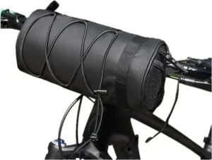 Bike Handlebar Bag Waterproof Bicycle Handlebar Roll Bag, Bike Front Pouch with Waterproof Zipper Shoulder Strap Removable Straps for Road Mountain Bike Cycling Travel (Black)