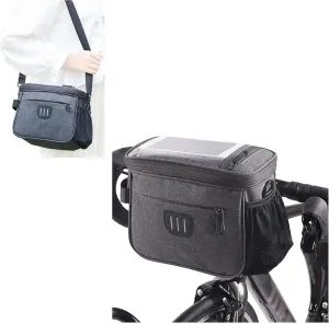 Bike Handlebar Bag,Sensitive Touch Screen,Large-Capacity,Quick Installation,Shoulder Bag,with Straps,Fit in Bicycle Front Rack