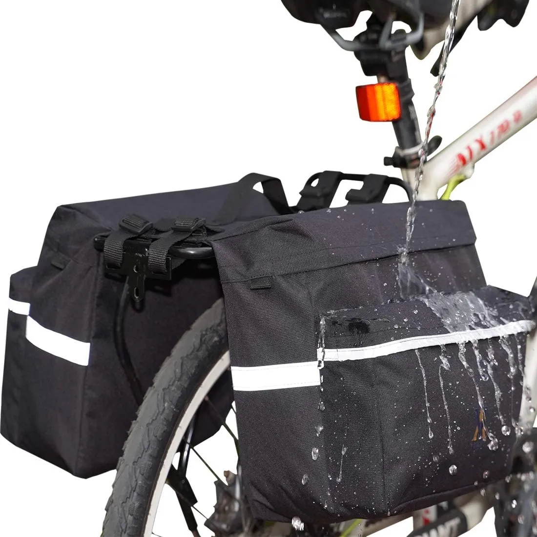 Bike Pannier Bag - 30L Bicycle Bag with Reflective Trim, Water-Resistant Bike Rear Seat Saddle Bags