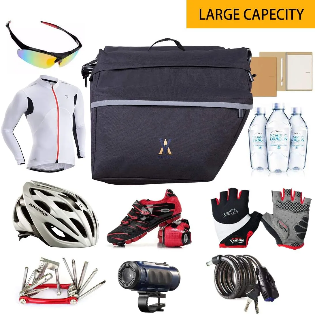 Bike Pannier Bag - 30L Bicycle Bag with Reflective Trim, Water-Resistant Bike Rear Seat Saddle Bags