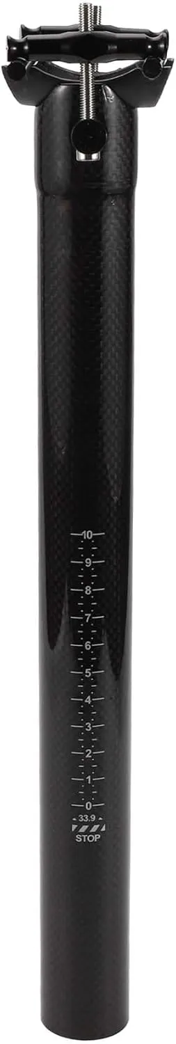 Bike Seat Posts Shock Absorbing Bike Saddle Post Seat Tube Gloss Black 1 Pc 33.9x350mm Carbon Fiber