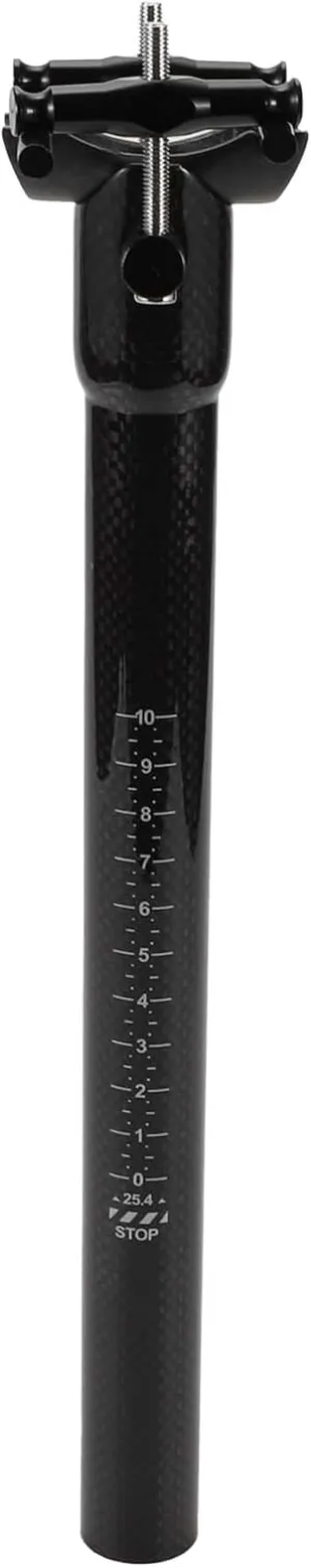 Bike Seat Posts Shock Absorbing Bike Saddle Post Seat Tube Gloss Black 1 Pc 34.9x300mm Carbon Fiber