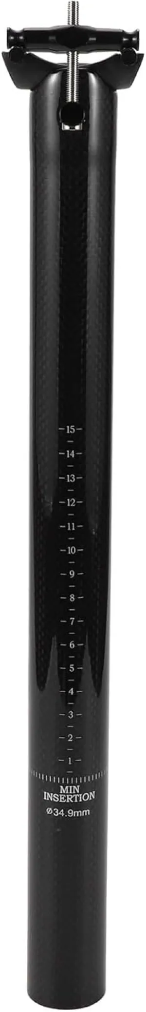 Bike Seat Posts Shock Absorbing Bike Saddle Post Seat Tube Gloss Black 1 Pc 34.9x400mm Carbon Fiber