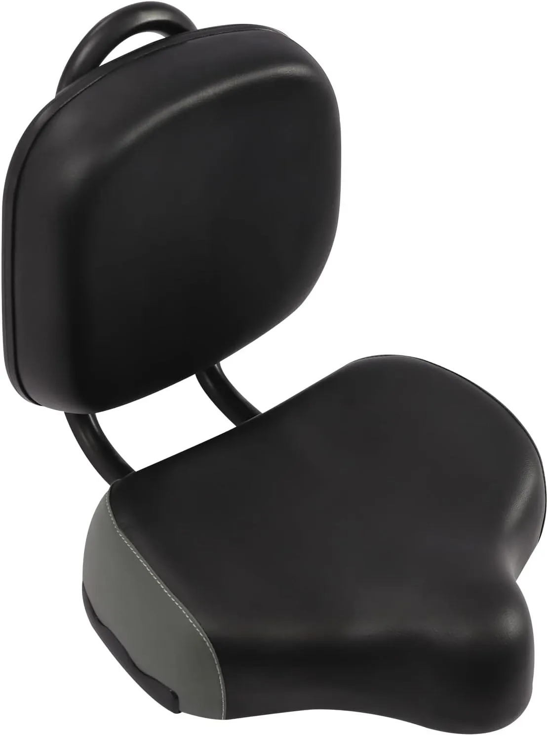 Bike Seat,Bike Saddle with Backrest Replacement Soft Back Rest PU Cushion,Adjustable Height Leather Saddle Pad for Mountain Bike Tricycle Commuter Bike Black Grey