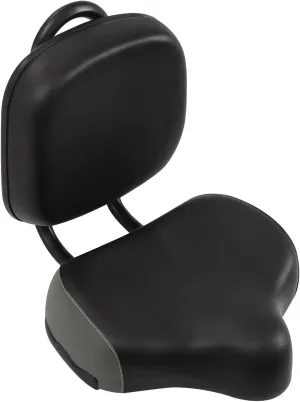 Bike Seat,Bike Saddle with Backrest Replacement Soft Back Rest PU Cushion,Adjustable Height Leather Saddle Pad for Mountain Bike Tricycle Commuter Bike Black Grey