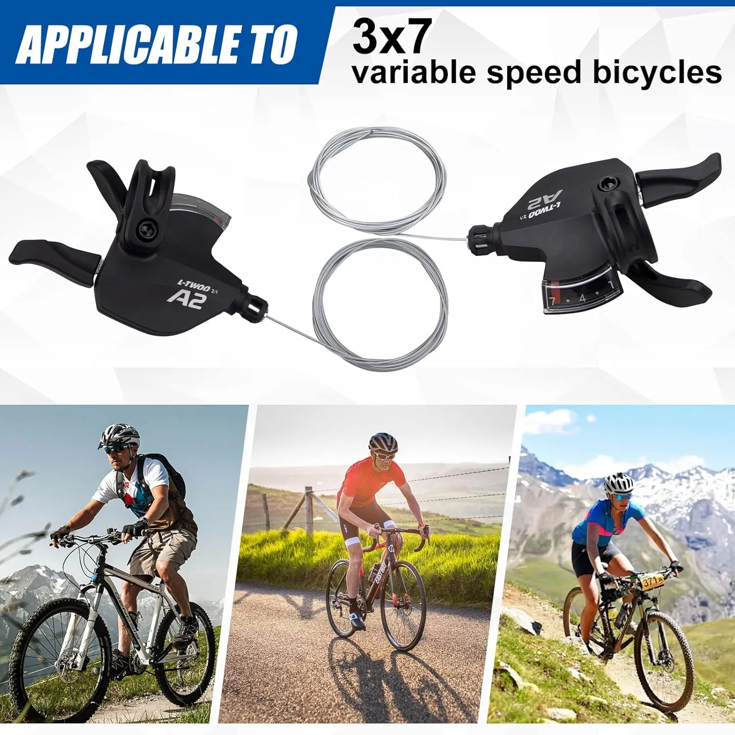 Bike Shifter Lever 21 Speeds 3x7 Thumb Gear Shift Lever for Mountain Bicycle