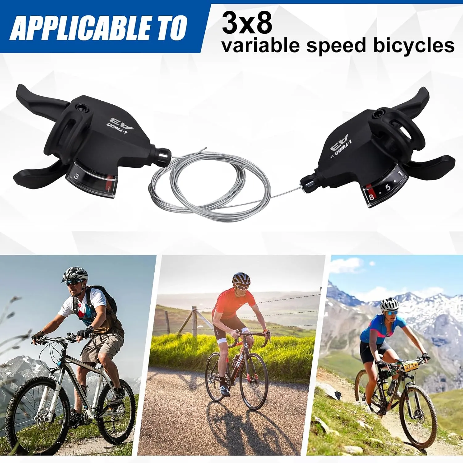 Bike Shifter Lever 24 Speeds 3x8 Thumb Gear Shift Lever for Mountain Bicycle