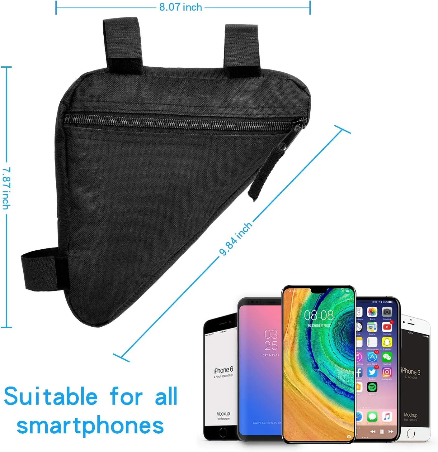 Bike Triangle Frame Bag - Bicycle Cycling Storage Triangle Top Tube Front Pouch Saddle Bag for Road and Mountain Bikes