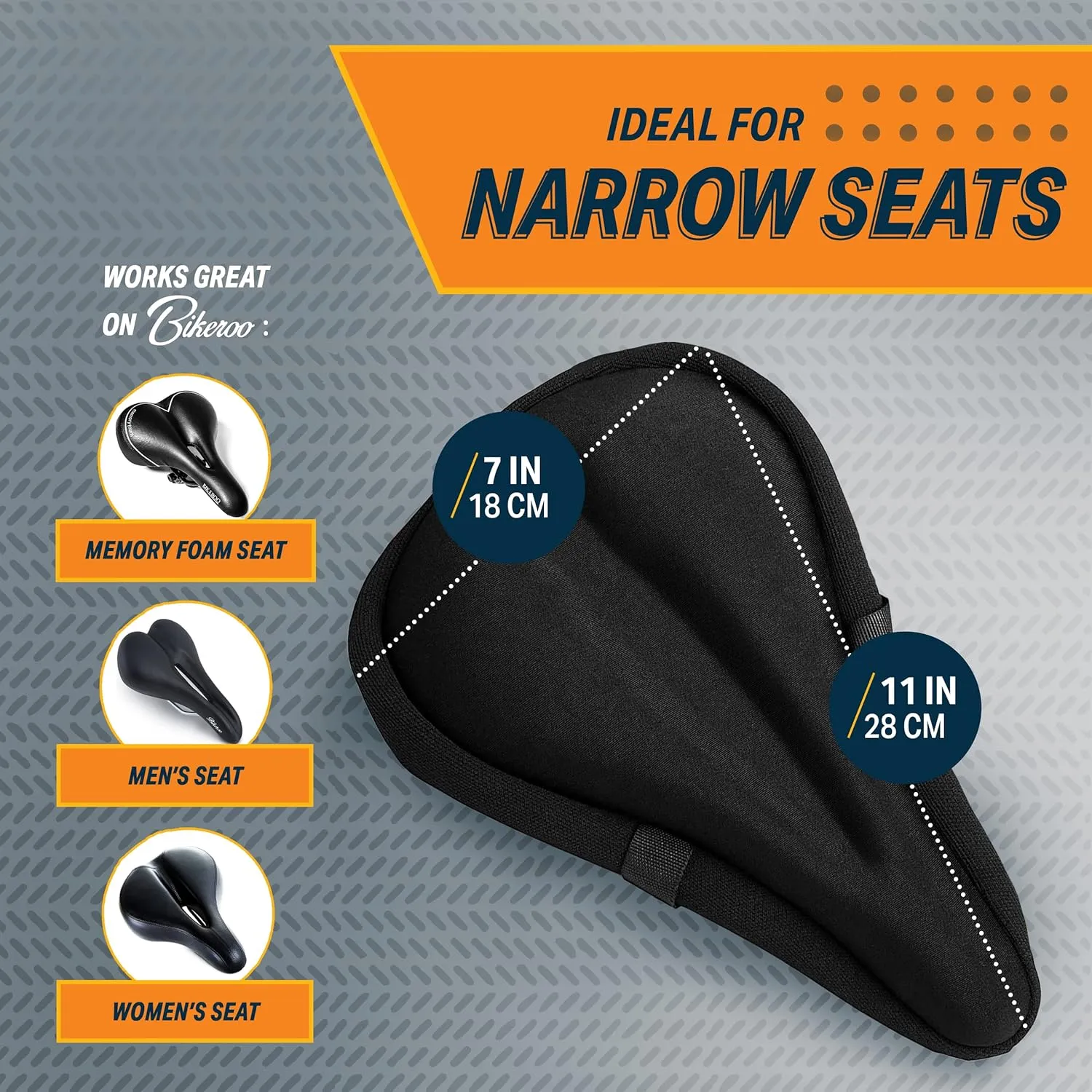 Bikeroo Comfort Bike Seat Cushion - Padded Gel Cover for Exercise, Mountain & Road Bikes, Universal Fit for Peloton & Stationary Bikes