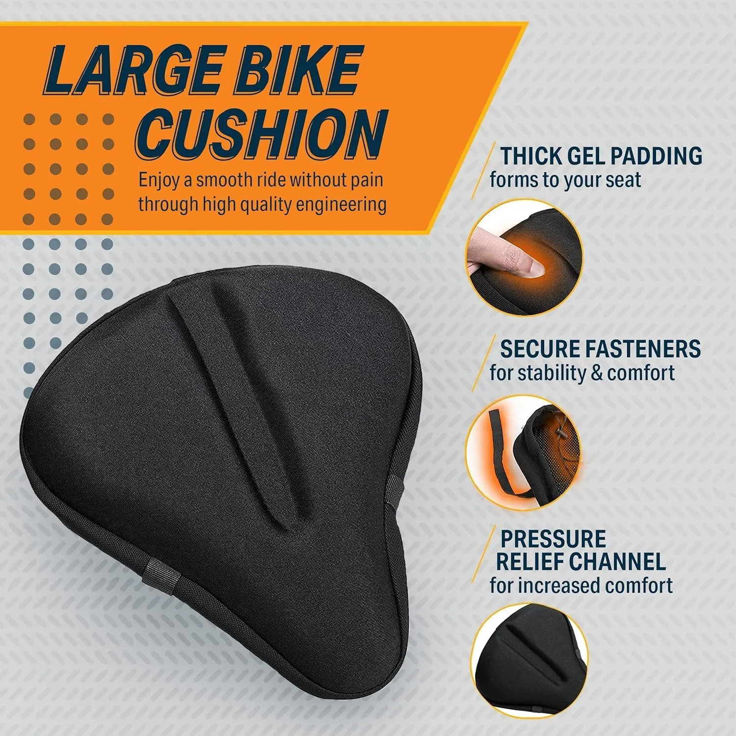 Bikeroo Comfort Bike Seat Cushion - Padded Gel Cover for Exercise, Mountain & Road Bikes, Universal Fit for Peloton & Stationary Bikes