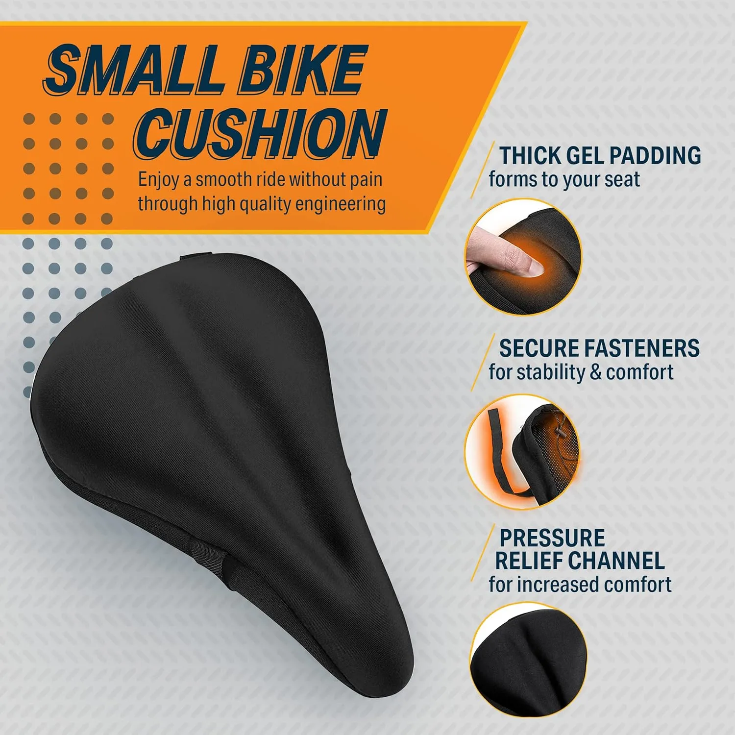 Bikeroo Comfort Bike Seat Cushion - Padded Gel Cover for Exercise, Mountain & Road Bikes, Universal Fit for Peloton & Stationary Bikes