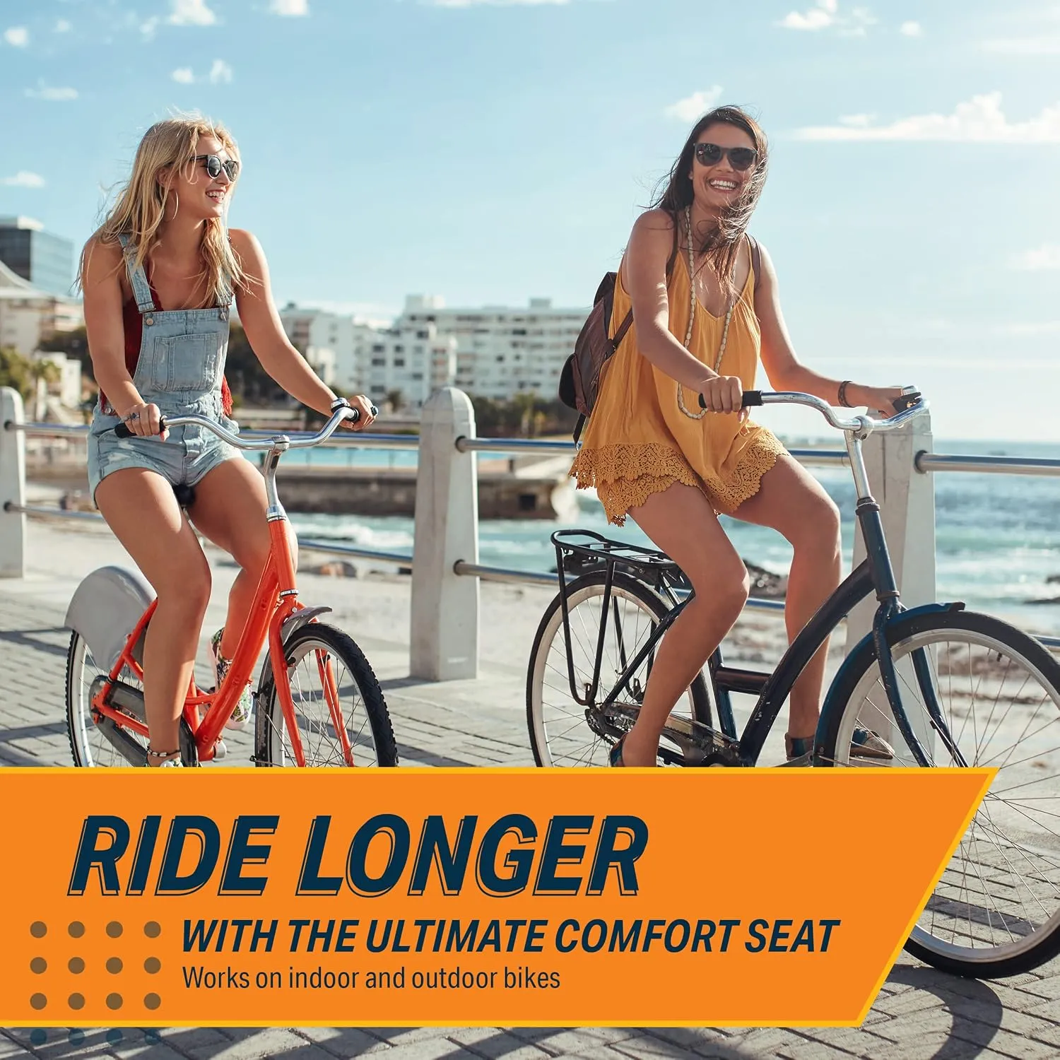 Bikeroo Extra Wide Replacement Saddle - Fits Indoor & Outdoor Bicycles - Steel Spring & Elastomer Suspension - Center Cutout - Memory Foam