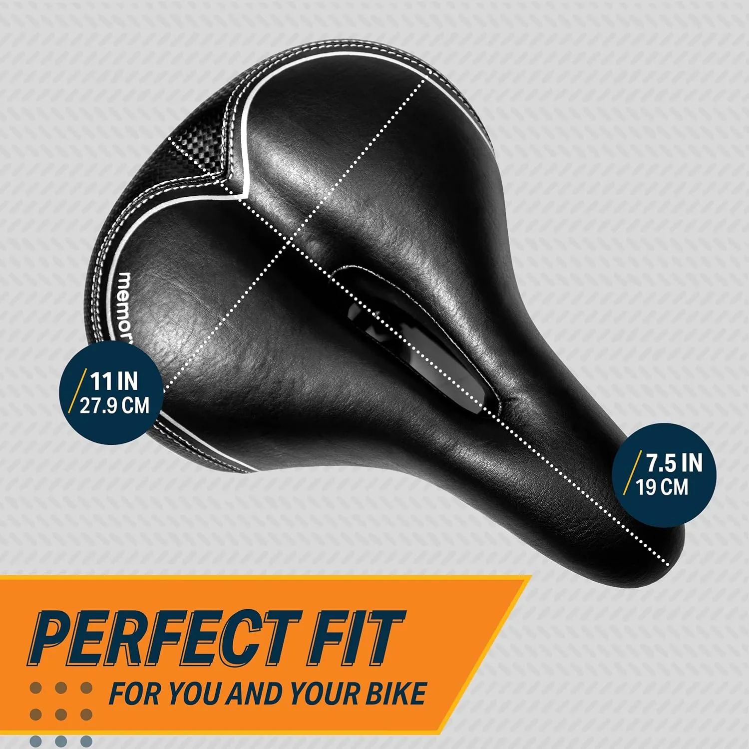 Bikeroo Extra Wide Replacement Saddle - Fits Indoor & Outdoor Bicycles - Steel Spring & Elastomer Suspension - Center Cutout - Memory Foam