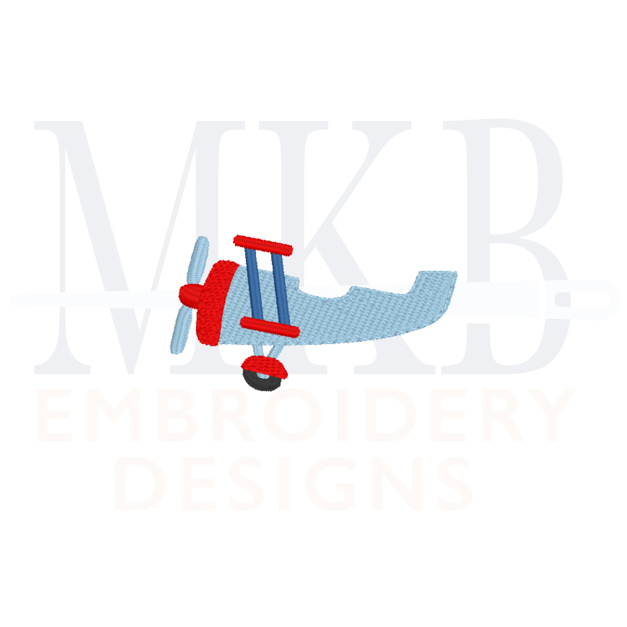 Biplane Embroidery Design, Mini Airplane Embroidery, Cute Transportation, Plane Fill Stitch Machine Embroidery Design File
