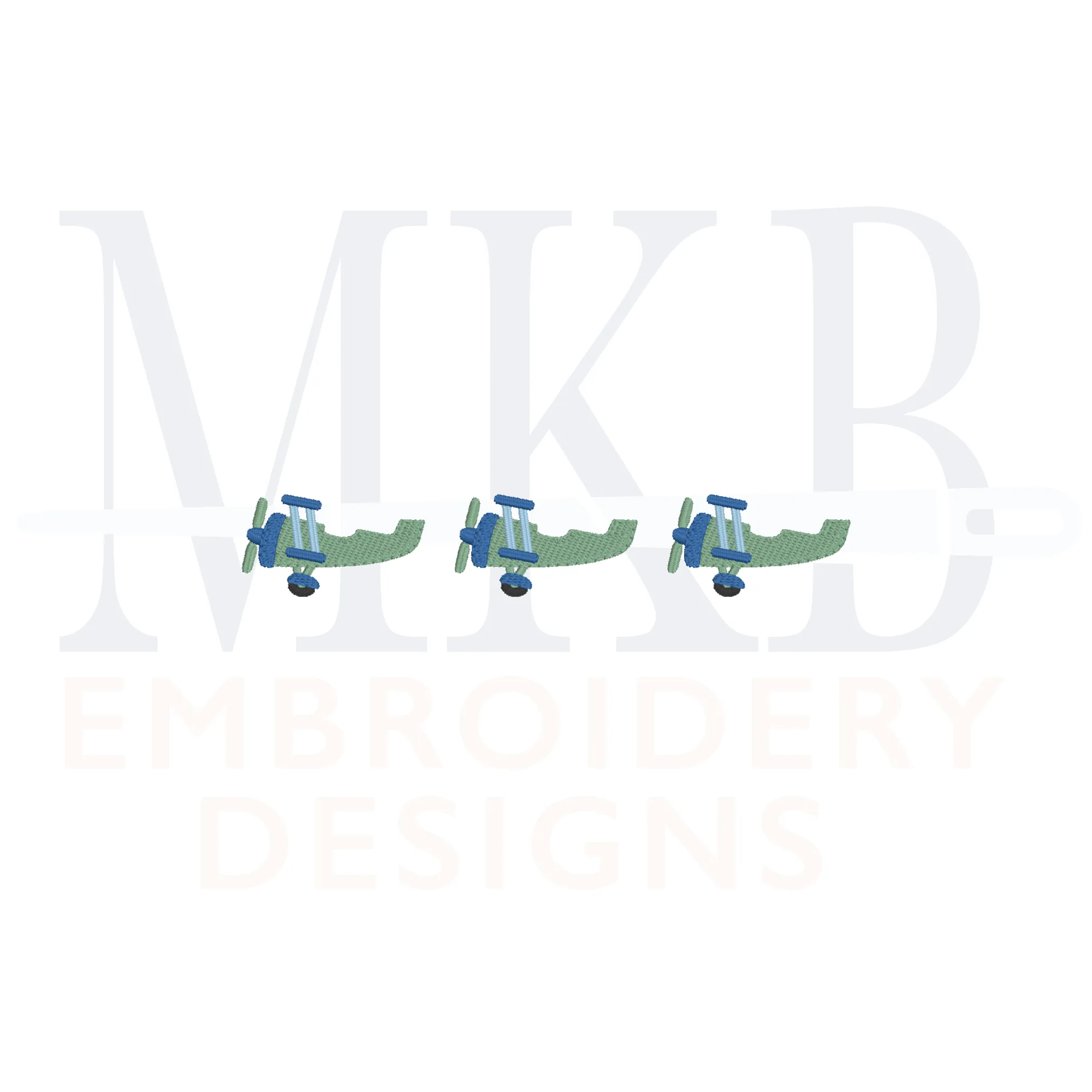 Biplane Trio Embroidery Design, Mini Airplane Embroidery, Cute Transportation, Plane Fill Stitch Machine Embroidery Design File