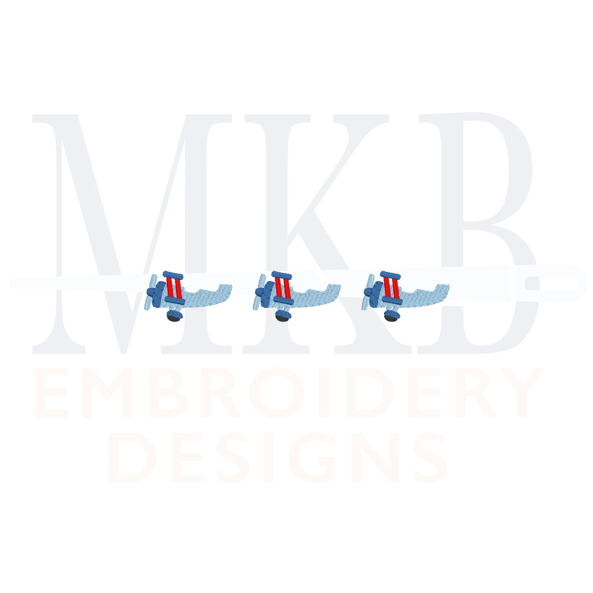 Biplane Trio Embroidery Design, Mini Airplane Embroidery, Cute Transportation, Plane Fill Stitch Machine Embroidery Design File