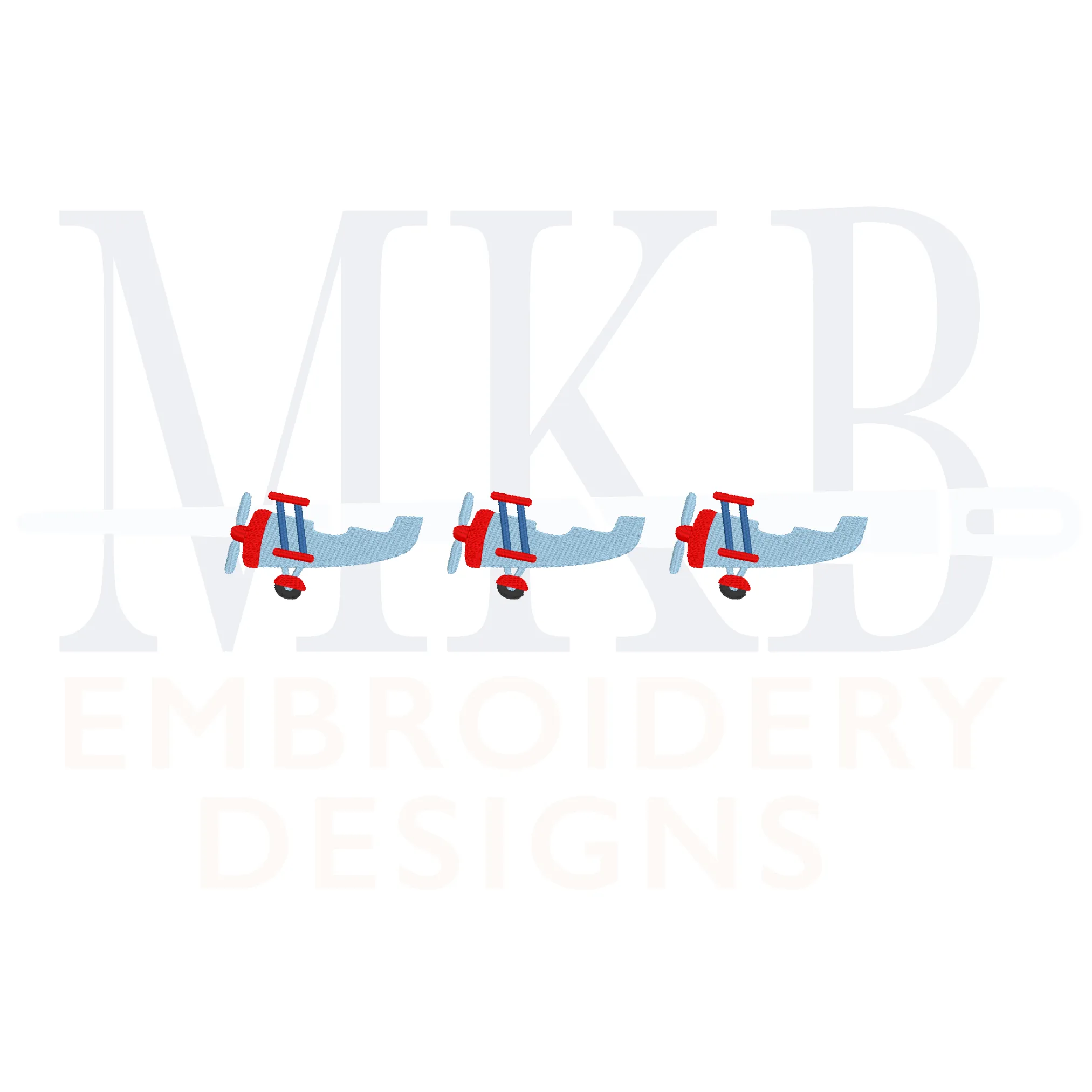 Biplane Trio Embroidery Design, Mini Airplane Embroidery, Cute Transportation, Plane Fill Stitch Machine Embroidery Design File