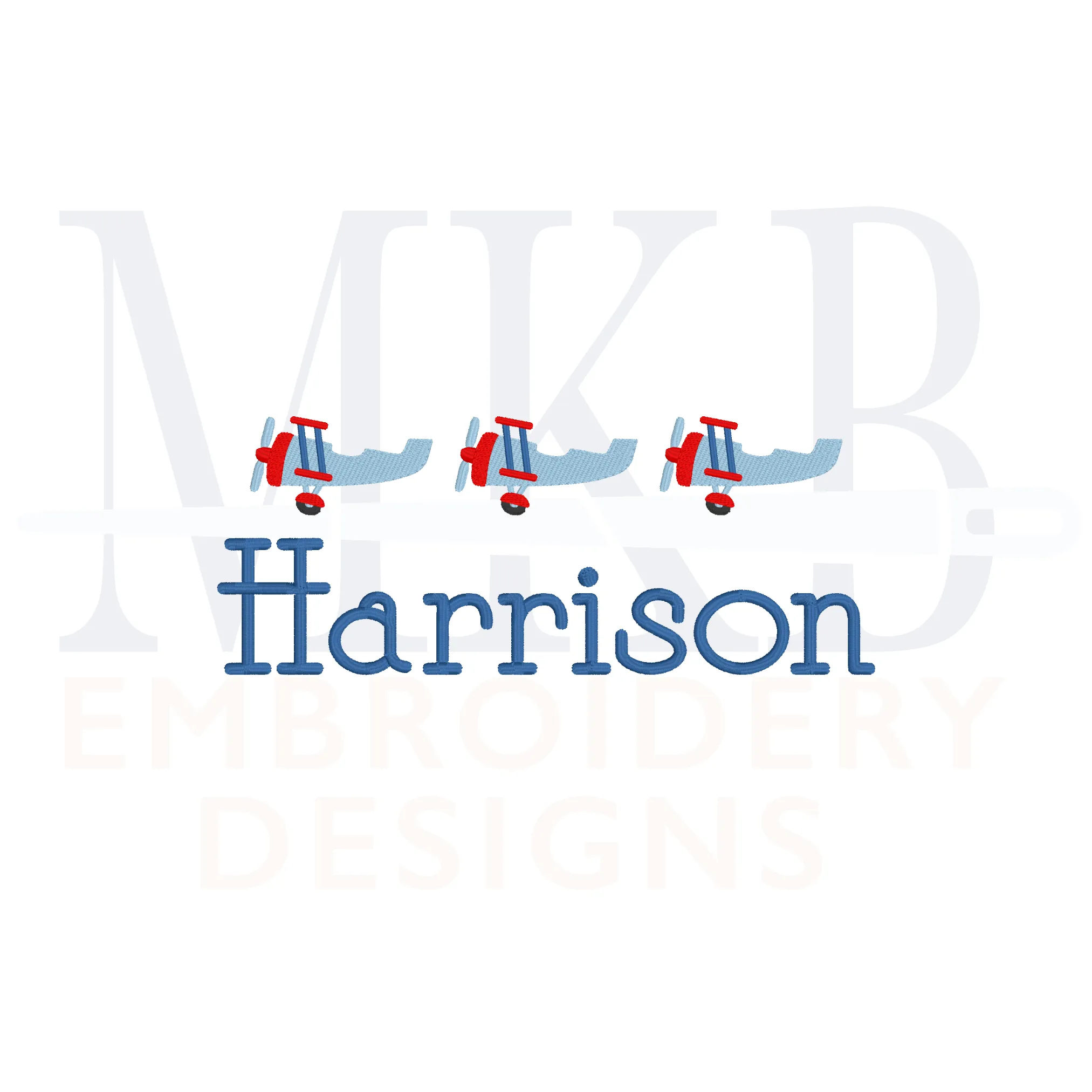 Biplane Trio Embroidery Design, Mini Airplane Embroidery, Cute Transportation, Plane Fill Stitch Machine Embroidery Design File
