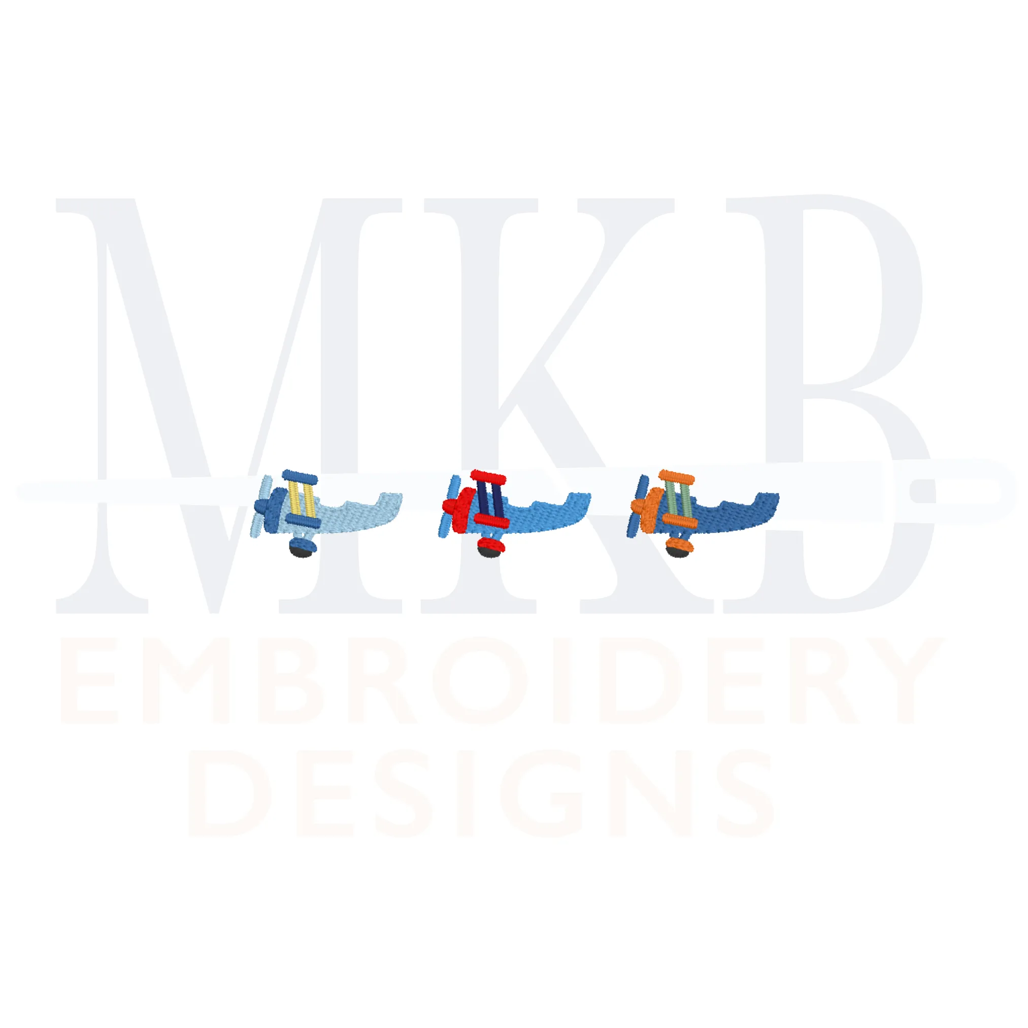 Biplane Trio Embroidery Design, Mini Airplane Embroidery, Cute Transportation, Plane Fill Stitch Machine Embroidery Design File