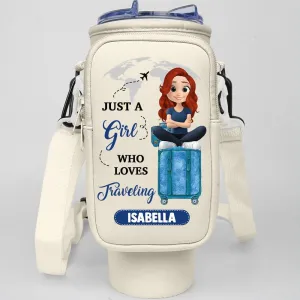 Birthmonth Flower Bottle Carrier Bag - Personalized Pouch Holder for 40Oz Tumbler with Strap and Zipper Pocket for Phone and Accessories, Gifts for Women Friends Sisters Bridemaids (B04)