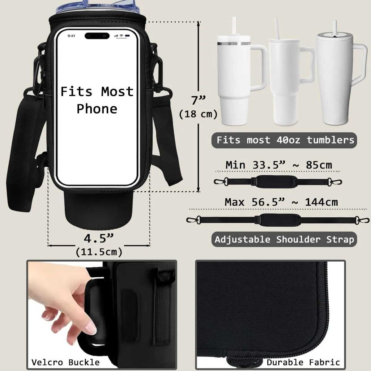 Birthmonth Flower Bottle Carrier Bag - Personalized Pouch Holder for 40Oz Tumbler with Strap and Zipper Pocket for Phone and Accessories, Gifts for Women Friends Sisters Bridemaids (B04)