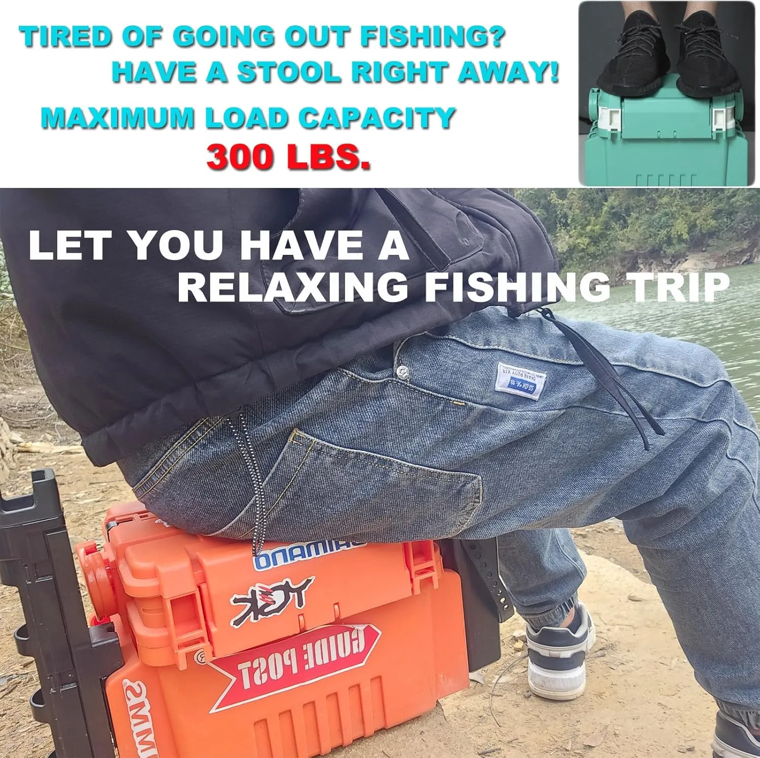 Blue Wave Multifunctional Fishing Tackle Box with Rod Holder - 12L Live Fish Bait Bucket