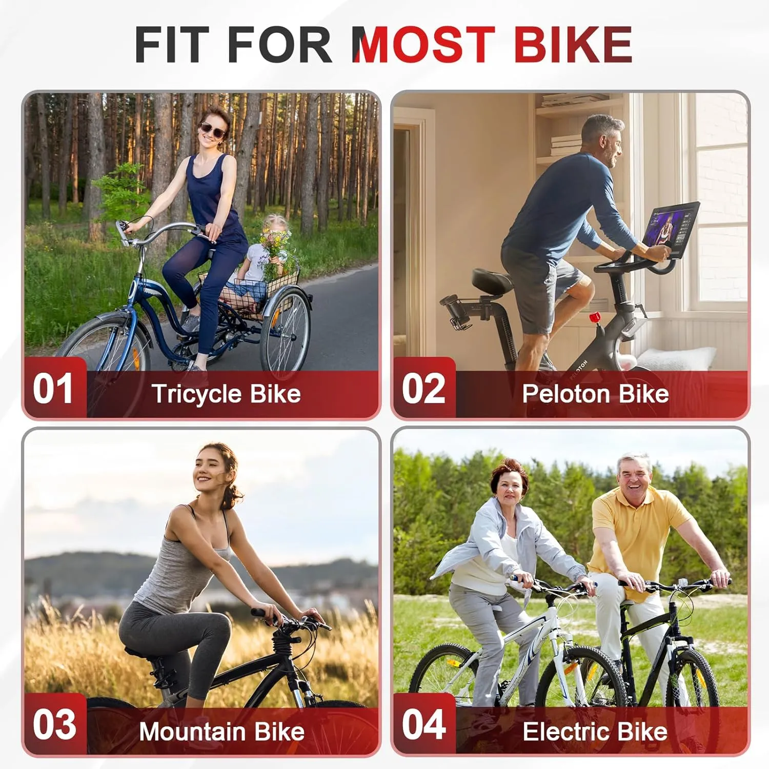 BLUEWIND Oversized Bike Seat, Wide Bicycle Saddle Novel Backrest Design for Electric Bike, Universal Fit Exercise Bike or Road Stationary Bike Seat Cushion for Men & Women