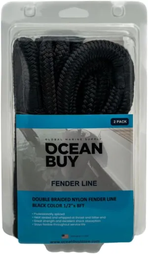 Boat Fender Lines Pack 2 - Boat Bumper Fender - Marine Rope for Boats or Dock Line - Premium Quality Webbing - for Jet Skis, Pontoons & Kayaks - Double Braid - Nylon Material