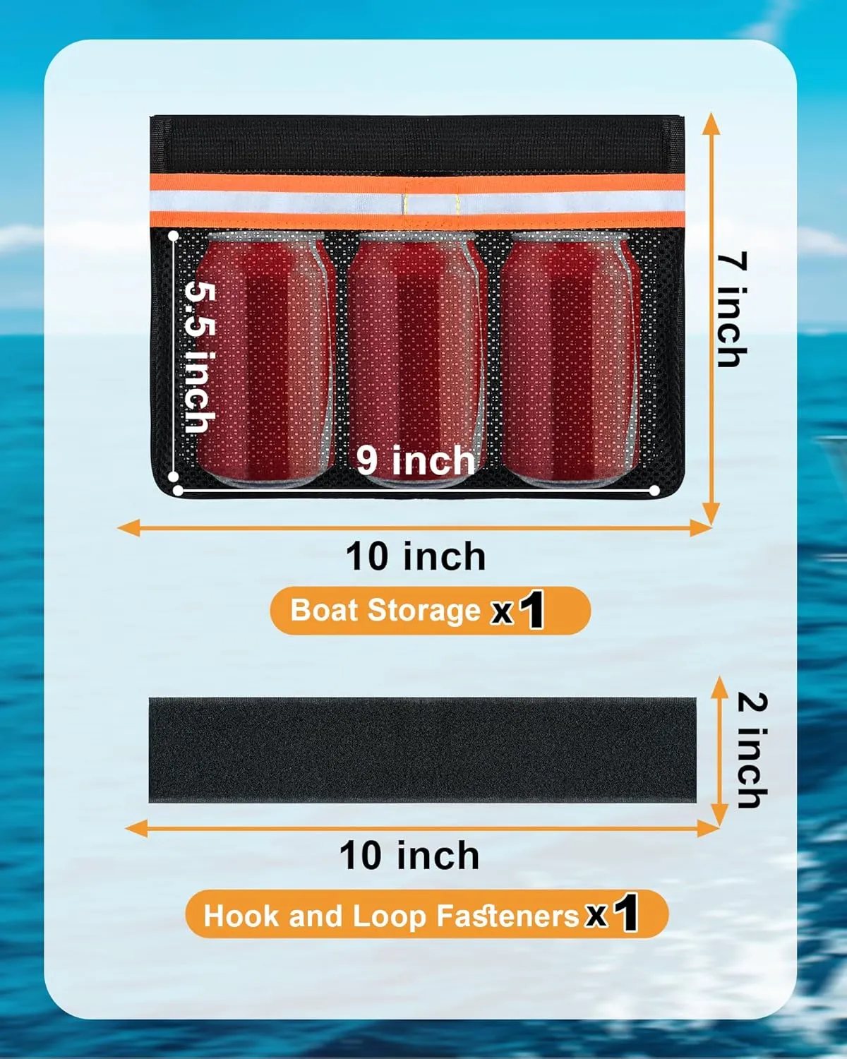 Boat Storage Accessories, PVC Reflective Self-Adhesive Universal Boat Caddy Organizer Mesh Bag for Gloves, Tools, Tackle, Gear