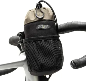 Bongo Bike Handlebar Bag - Water Resistant & Durable Fabric Bicycle Water Bottle Holder, Secure Attachment Bikepacking Stem Bag, Front Biking Storage, Bike Organizer for Cycling - Black
