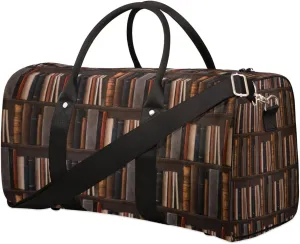 Bookshelf Bookshelf Mystery Library Travel Duffel Bag, Foldable Sport Gym Tote Bag, Waterproof Weekender Overnight Bag with Shoulder Strap, Carry On Luggage Handbag for Men and Women