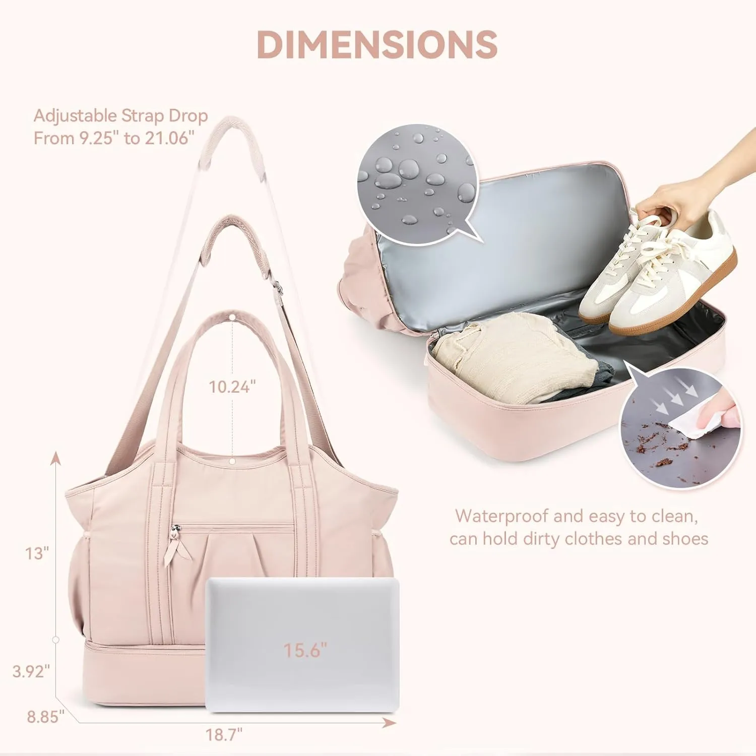 BOSTANTEN Weekender Bags for Women Travel Duffle Waterproof Gym Bag with Shoe Compartment