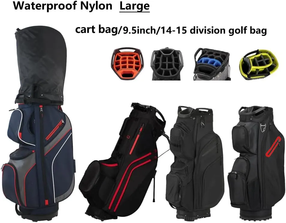 BOYEA & SKULLEAP Golf Bag Cover rain Cover/Hood Nylon Waterproof dust Cover Fits Most Golf cartBags Easy to use Collapsible and removabl Golf Accessory Gifts (Waterproof Nylon, Large)