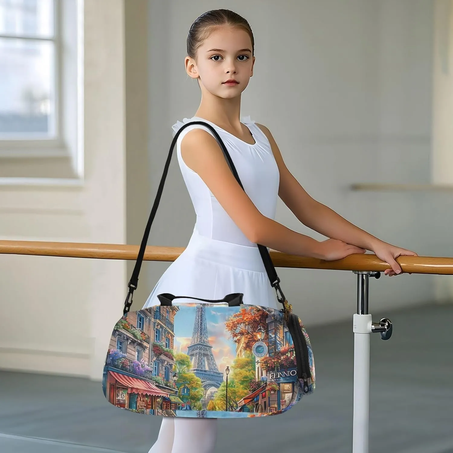 Boys Carry on Duffel City Street Paris Overnight Weekender Duffel Duffle Bags for Traveling Tote Kids Luggage Sports Bag
