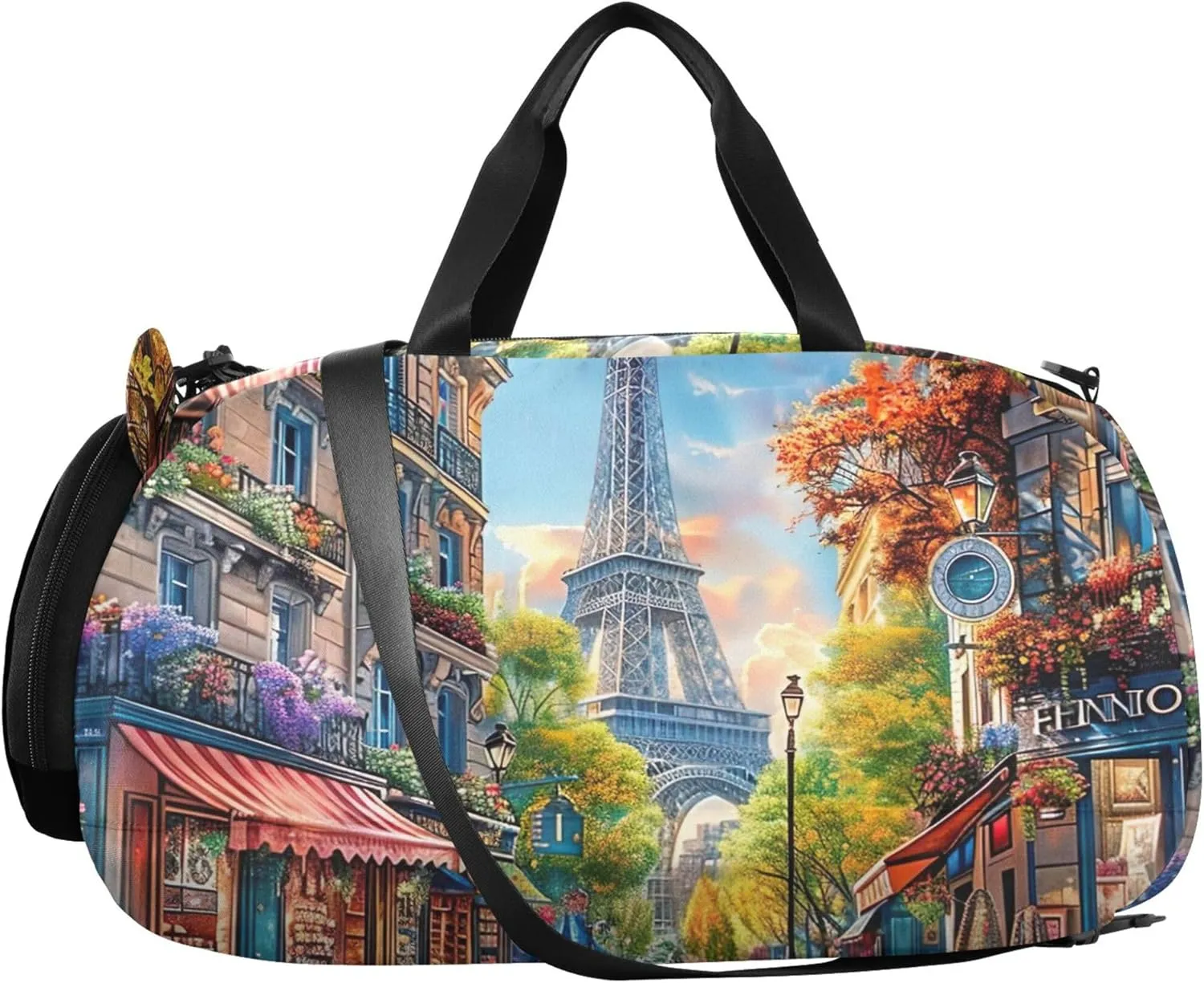 Boys Carry on Duffel City Street Paris Overnight Weekender Duffel Duffle Bags for Traveling Tote Kids Luggage Sports Bag