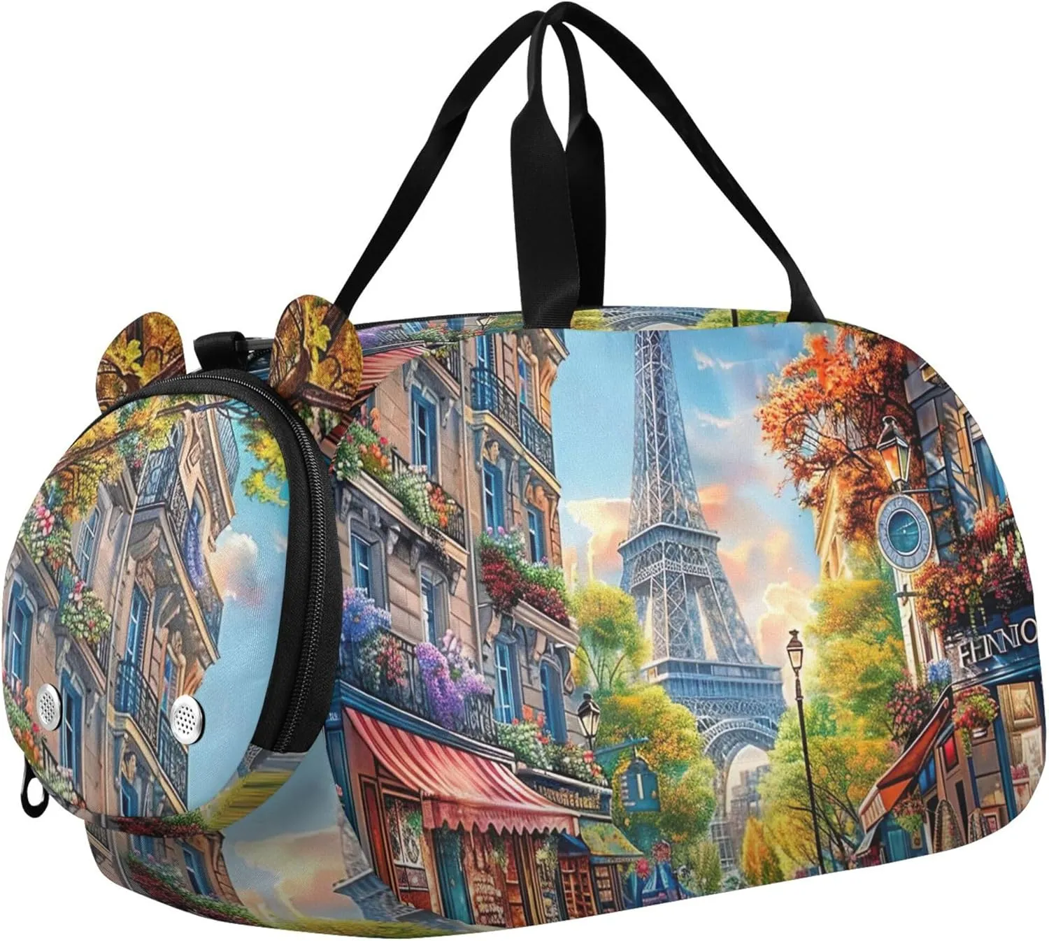 Boys Carry on Duffel City Street Paris Overnight Weekender Duffel Duffle Bags for Traveling Tote Kids Luggage Sports Bag