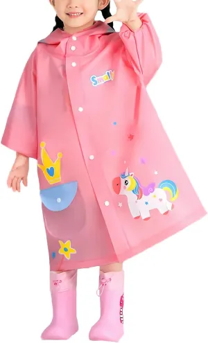 Boys Girls Hooded Rain Poncho Outdoors Kids Transparent Raincoat Student Rain Suit Waterproof Durable Windbreaker
