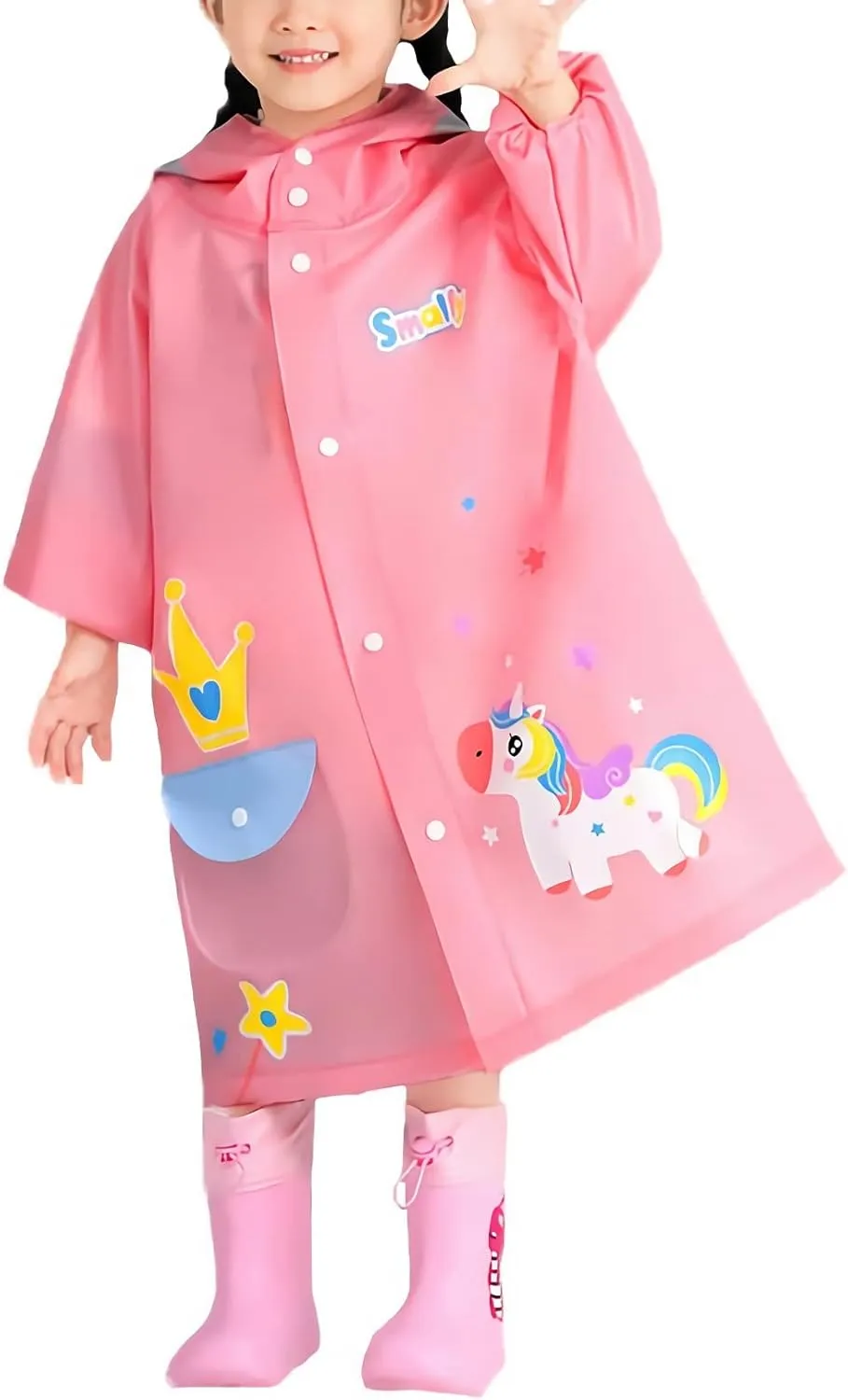 Boys Girls Hooded Rain Poncho Outdoors Kids Transparent Raincoat Student Rain Suit Waterproof Durable Windbreaker