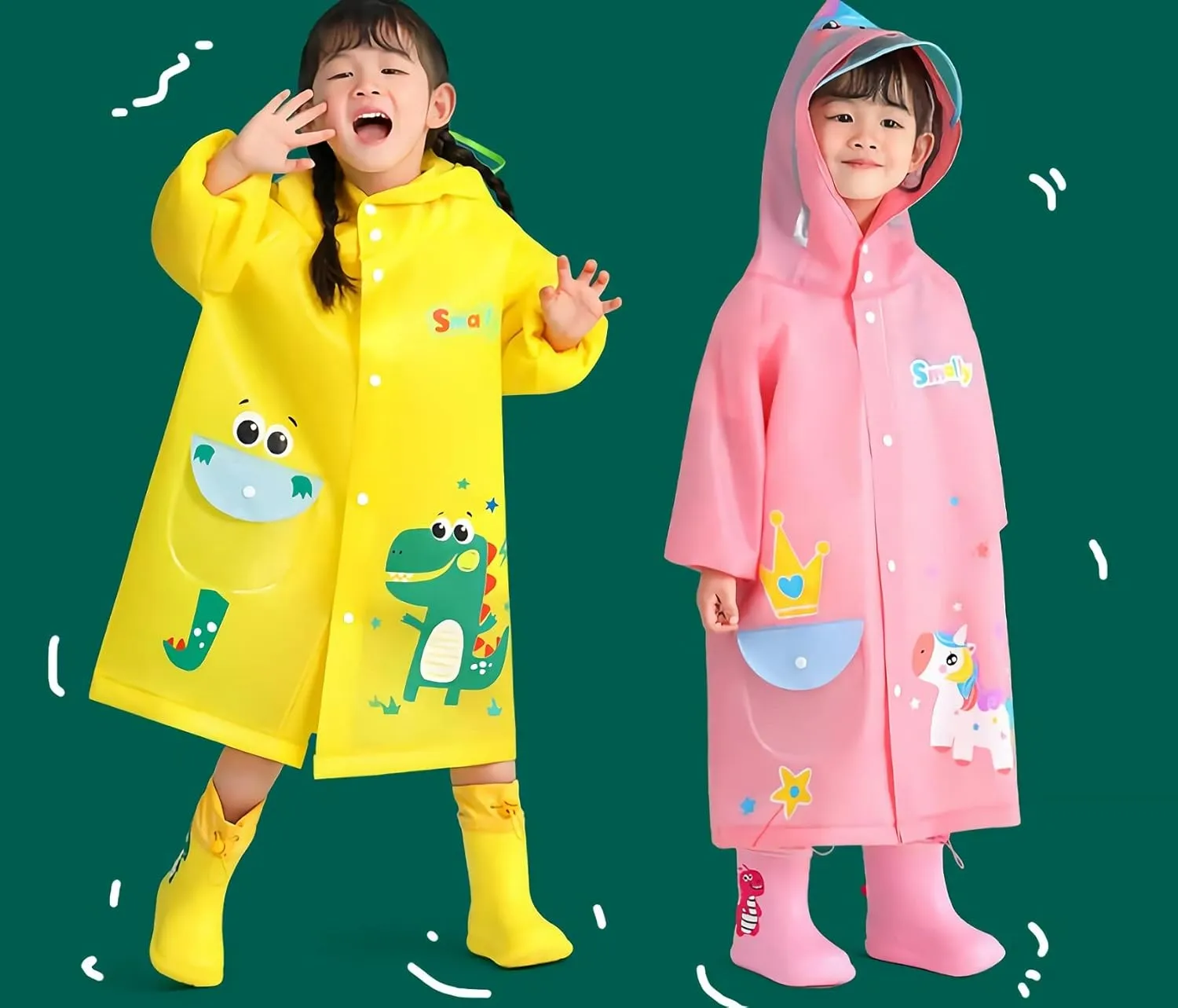 Boys Girls Hooded Rain Poncho Outdoors Kids Transparent Raincoat Student Rain Suit Waterproof Durable Windbreaker