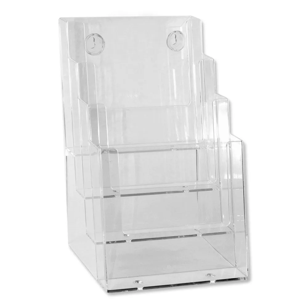 Brochure & Pamphlet Holder | Multi-Compartment | 6-1/4" Wide Material | Clear