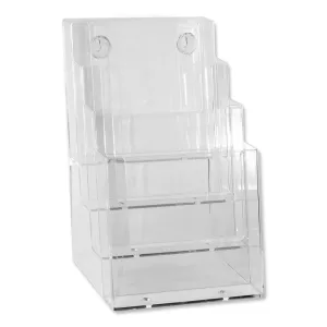 Brochure & Pamphlet Holder | Multi-Compartment | 6-1/4" Wide Material | Clear